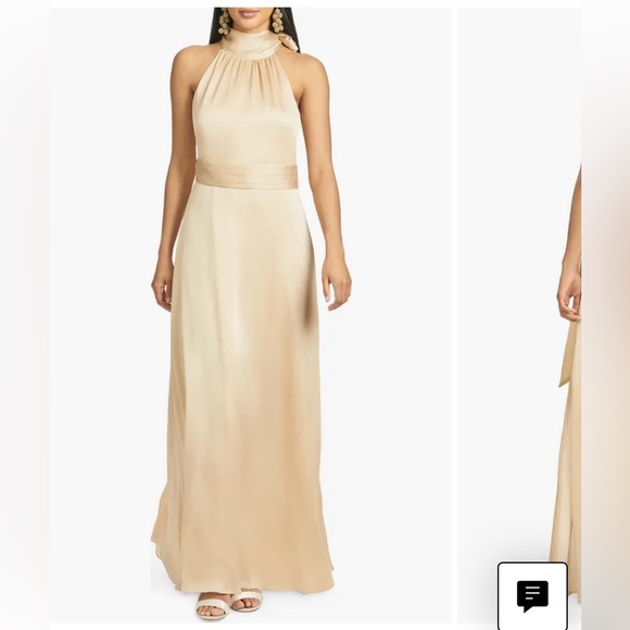 Sachin & Babi Kayla Halter Gown Size 4 Champagne - Picture 1 of 2